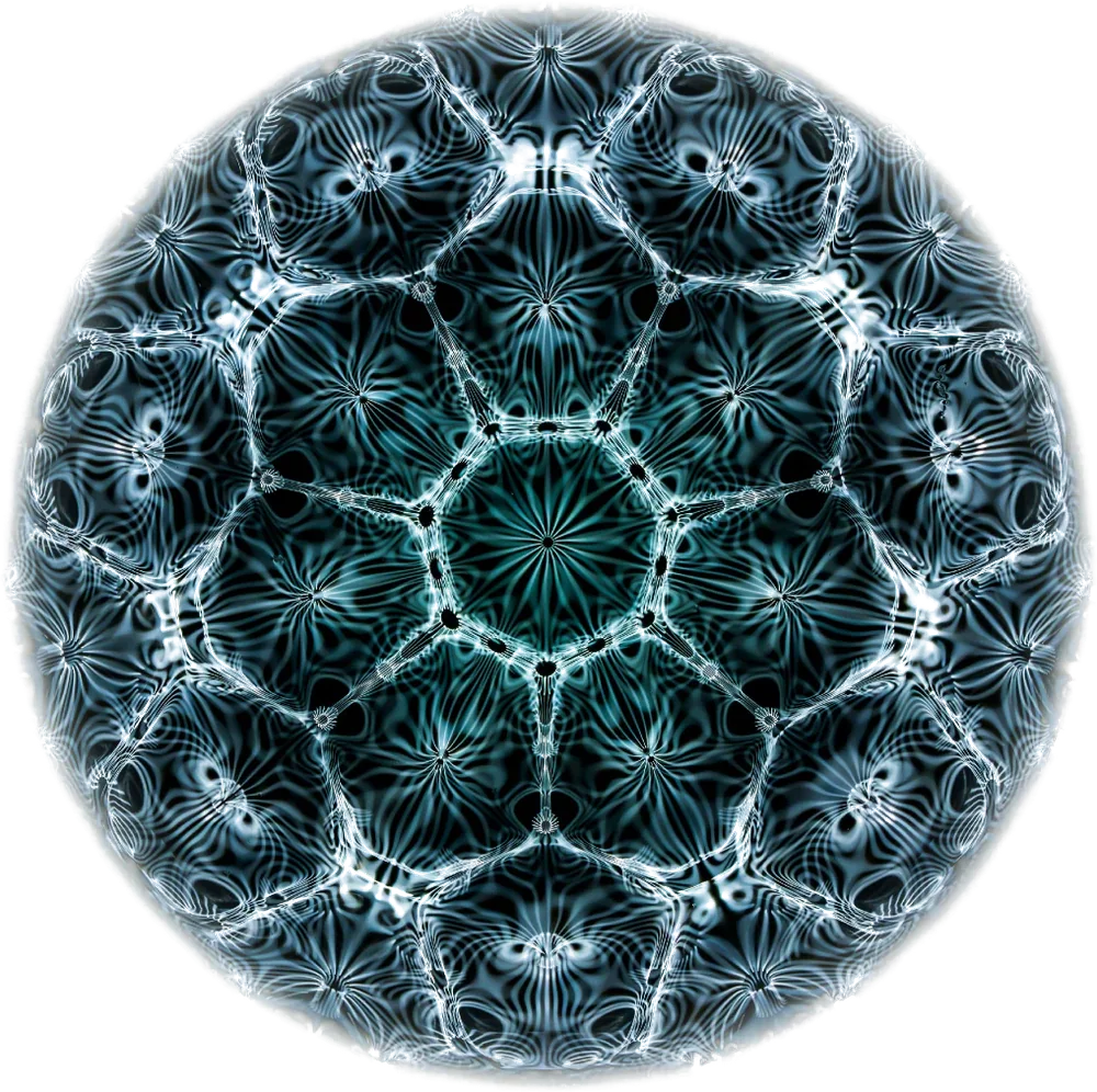 Patrón cymático en forma de mandala — visualización de frecuencia sonora